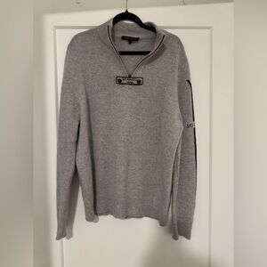 NAKED CASHMERE Mens Quarter Zip Sweater Ski Aspen Naked Storm Gray. Size L